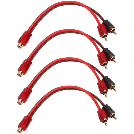 Adaptador RCA en Y de 4 piezas (1 hembra y 2 machos) para cable de audio de altavoz de coche, 20 cm, compatible con 3,5 mm. (1/5)