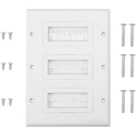 Placa de manguito antipolvo con cepillo, inserto para puerto de cable, ABS blanco n.° 3, montaje multimedia, nuevo.