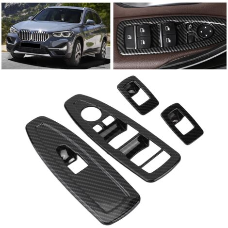 Cubierta del interruptor de elevación de la ventana estilo fibra de carbono ABS compatible con BMW X2 F47 y X1 F48 (2021+)