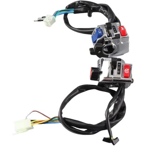 Interruptor de control universal para motocicleta de 7/8 pulgadas, blanco - Par de bloques de interruptores con bocina, faros y luces de freno. (1/5)