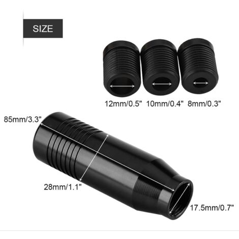 Pomo universal de aluminio negro para palanca de cambios de automóviles con transmisión manual. (1/5)