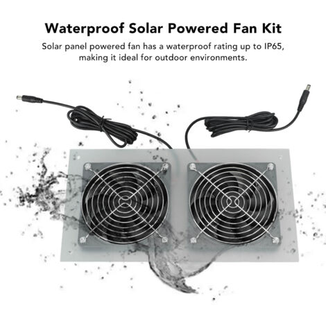 Kit de ventilador alimentado por panel solar con ventilador doble de 15 W para gallinero, invernadero o cobertizo. (1/5)