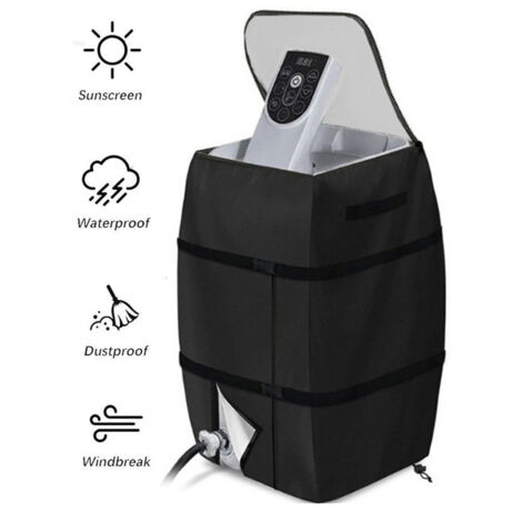 Funda aislante e impermeable para bomba de spa - Resistente a tormentas y rayos UV - Tamaño 43x38x54cm, Negra (1/5)