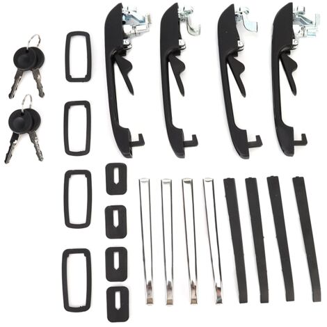 4 manijas exteriores de puerta delanteras/traseras izquierda/derecha con llaves para Golf MK1/MK2 - ABS+Aluminio - Reemplazo OE (1/5)