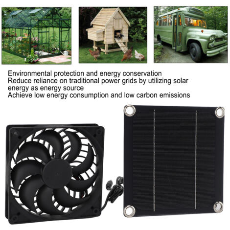 Kit de ventilación solar con panel fotovoltaico monocristalino de 5W/5V y ventilador extractor: kit completo para una fácil instalación.