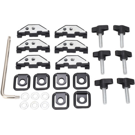 Kit de montaje para techo rígido Jeep: tornillos de mano, anillas en D, clips. Compatible con Wrangler YJ TJ JK JKU 1995-2018. Sistema de liberación rápida. Fabricado en ABS/metal. Incluye 6 piezas.