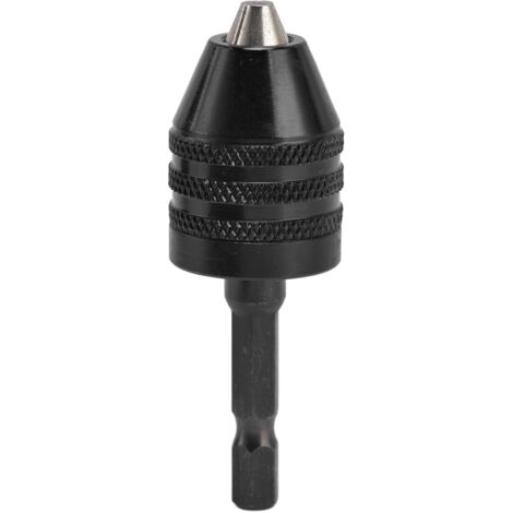 Portabrocas con llave sin adaptador de impacto para brocas de 3 mordazas, vástago hexagonal de 1/4 pulg., 0,6-8 mm, color negro. (1/5)