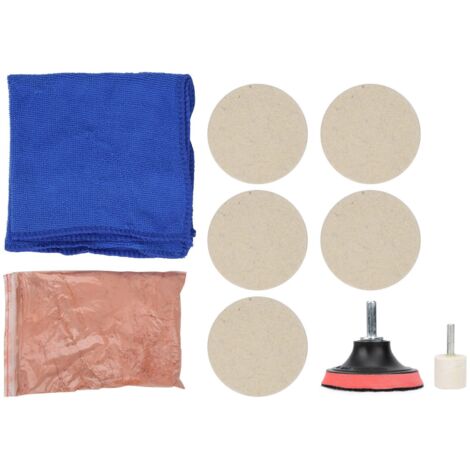 Kit de pulido de cristales para coche con 100 g de pasta de cerio, disco y almohadillas para eliminar arañazos en parabrisas o ventanas.
