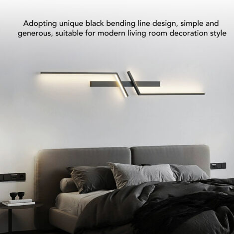 Aplique de pared LED con 3 temperaturas de color - Negro - 100 cm - Lámpara de pared minimalista para salón y dormitorio.