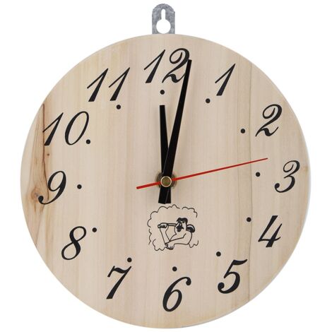 Reloj de sauna de madera natural - Esfera grande de 20 cm - Decoración para el baño (1/5)