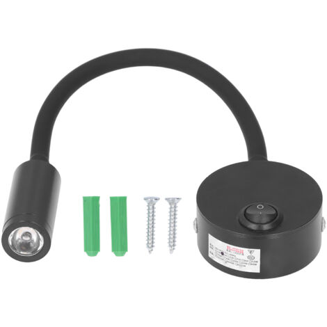 Aplique de pared LED flexible con brazo tipo cuello de cisne de 3W y 4000K para dormitorio y hotel - Lámpara de pie esquinera de aluminio negro de 85-265V (1/5)