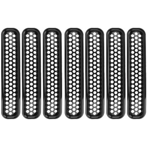 Kit de protección para la parrilla delantera del Jeep Wrangler: 7 inserciones de malla ABS negra con clip.