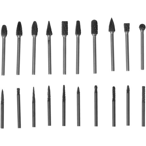 Juego de 20 limas rotativas de carburo de tungsteno: doble ranura para desbastar, cincelar y desbarbar metales. (1/5)