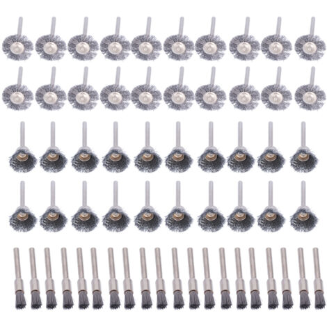 Juego de 60 cepillos de alambre de acero para herramientas rotativas - Accesorios para raspado y eliminación de óxido (1/5)