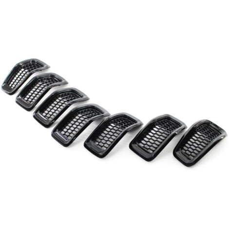 Cubiertas de parrilla pintadas de ABS para Jeep Cherokee 2014-2018, 7 piezas, negro brillante (1/4)