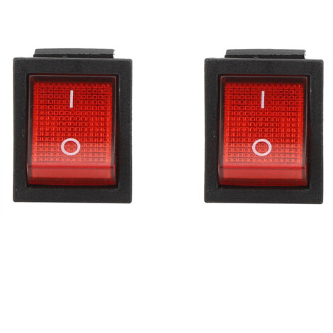 Interruptor basculante de 4 pines, 16 A, 250 V, con luz indicadora roja - 5 unidades - Accesorio industrial 31 x 25 mm