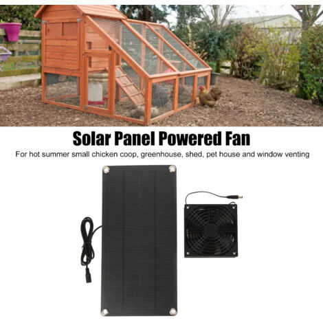 Kit de ventilación solar portátil, panel solar de 20 W sin batería, ventilador de 3 W, para invernadero, gallinero, establo, ventana (1/5)