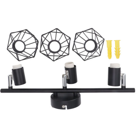 Kit de iluminación de riel con 3 puntos de luz giratorios, iluminación direccional para sala de estar y cocina, casquillo E14, negro mate. (1/5)
