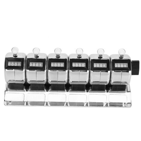 Contador mecánico de metal con pulsador, contador manual de 4 dígitos, contador táctil de acero inoxidable de 6 unidades.