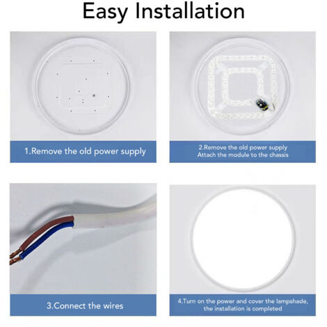 Disco de luz LED para ventilador de techo - 24 W, 2100 lúmenes, 3 temperaturas de color: blanco/cálido/neutro