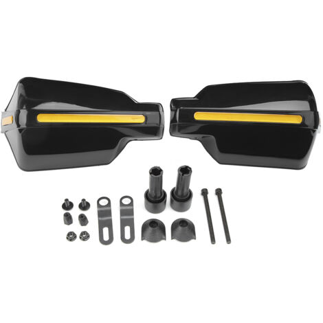 Protectores de manos para motocicleta - Protector de viento universal para manillares de 22 mm - Plástico de nailon negro/amarillo, 270 mm, se venden en pares. (1/5)