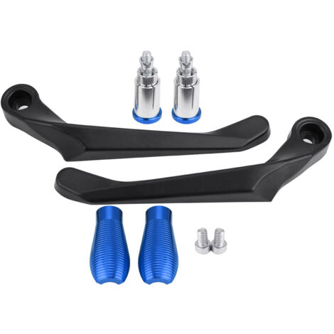 [Empuñadura de seguridad] Par de manetas de freno y embrague de aluminio de 22 mm para motocicleta/scooter con protección contra contacto accidental, color azul.