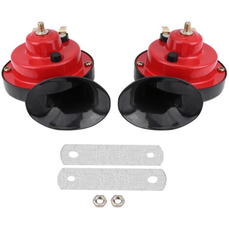 Bocina de doble tono Snail de 12 V y 135 dB, universal para coche, camión, barco y bicicleta - Par de bocinas eléctricas rojas con kit de fácil montaje. (1/4)