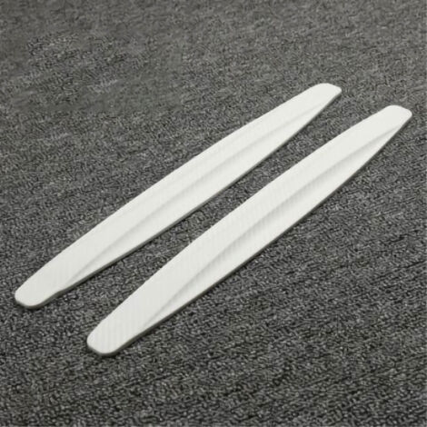 Protectores de parachoques de PVC anticolisión de 2 piezas, protección de esquinas resistente al agua, acabado estilo fibra de carbono blanca. (1/4)