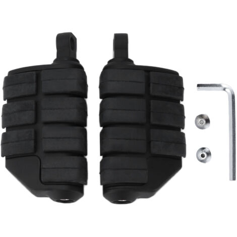 Reposapiés de motocicleta de aluminio mecanizado CNC con inserciones de goma antideslizantes - Negro - Kit universal de 2 piezas - Repuesto para Kawasaki, Suzuki y Yamaha