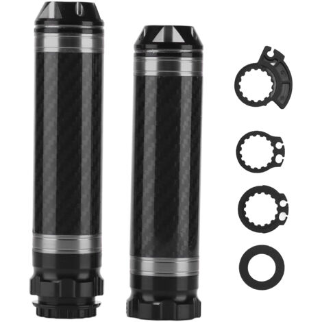Puños universales de 2 piezas de aluminio y fibra de carbono para manillares de motocicleta de 7/8", resistentes a la corrosión, impermeables, de titanio. (1/5)