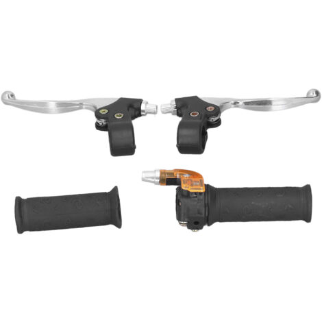 Puños de acelerador y manetas de freno de puño para motocicletas (22 mm) - Juego para motores de 2 tiempos de 47 cc/49 cc - Gris y negro (1/5)