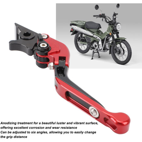 Maneta de freno plegable de aluminio T6063 mecanizada por CNC - Compatible con C125 Super Cub, Super Cub 110, CT125 Hunter Cub, DAX125 ST125 - Roja