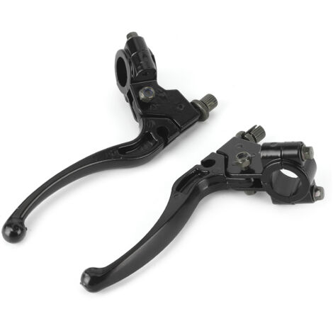 Manetas de freno y embrague universales para motocicletas, motos de cross y quads - Kit doble, manetas cortas de aleación de acero negro, 22 mm (7/8")