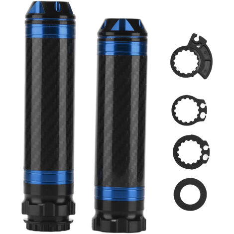 Puños para motocicleta, puños para manillar, 2 piezas de aleación de carbono y aluminio, anticorrosión, impermeables, universales para manillares de 7/8 pulgadas, color azul.
