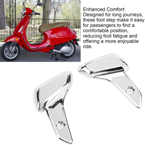 Reposapiés de pasajero cromados de ABS, 1 par, para Vespa Sprint Primavera