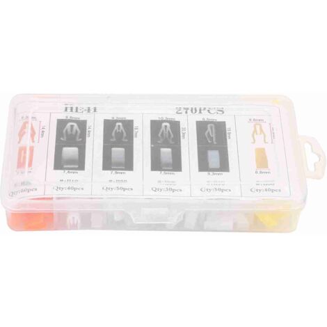Kit de fijación para el panel del salpicadero: caja con 270 clips y remaches de plástico de alta calidad para la consola del coche, surtido universal de piezas de repuesto. (1/5)