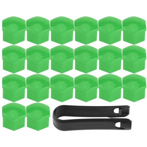 20 protectores universales de tuerca de rueda de ABS verde de 17 mm - 20 piezas para protección contra el óxido y estética (1/5)