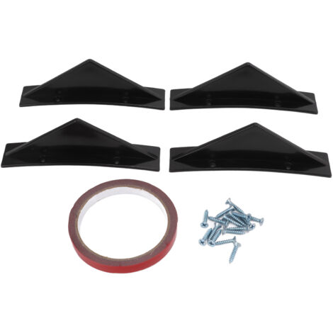 KIT DE 4 DEFLECTORES DE ESCUDO TRASERO DE ABS NEGRO BRILLANTE CON FORMA DE ALETA DE TIBURÓN UNIVERSAL (1/5)