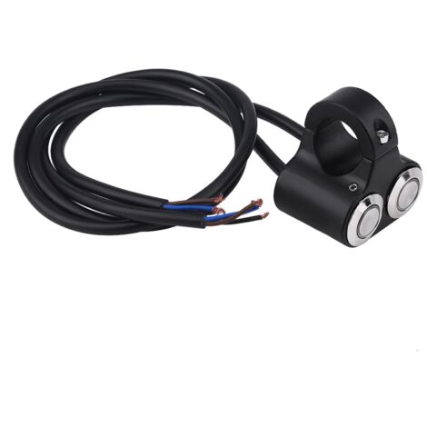 Interruptor para manillar de motocicleta para tubo tipo B de 7/8 pulgadas (22 mm) con LED rojo - Aluminio - Negro - Interruptor de encendido/apagado para faros delanteros, luces de freno y luces antin