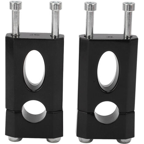 Compatible con manillares de 7/8 pulgadas (22 mm): Abrazadera de manillar con 2 clips elevadores, aluminio negro ergonómico y ligero para motocicleta/cross