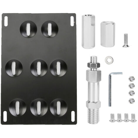 Soporte de montaje para matrícula delantera en gancho de remolque, 8 orificios ajustables, aluminio T6061 negro, para BMW Serie F. (1/5)