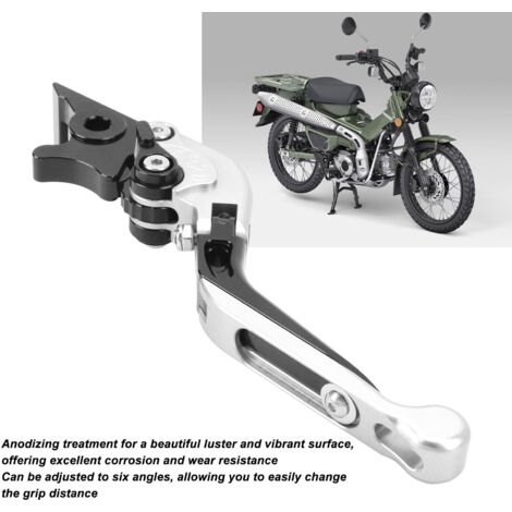 Palancas de freno retráctiles de aluminio CNC T6063 para Honda C125 Super Cub 110 CT125 Hunter Cub DAX125 ST125 - 6 posiciones, color plata.