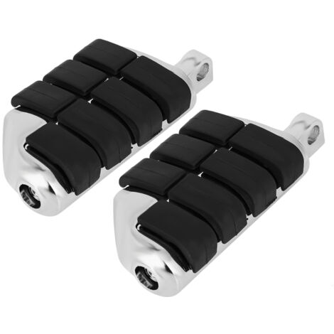 Estriberas de aluminio Lion Paw con amortiguación de goma para motocicletas Harley Softail Dyna [2 piezas] - Negro/Plata