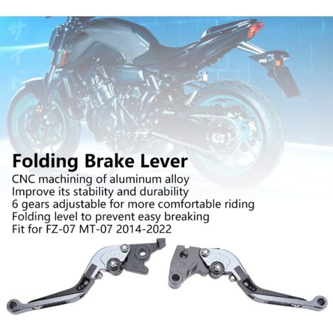 Manetas de freno y embrague plegables, 1 par, aleación de aluminio, 6 niveles ajustables, compatibles con FZ-07 MT-07 2014-2022