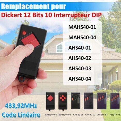 Mando a distancia Dickert compatible con puertas de garaje MAHS40-01 AHS40-02 (paquete de 2) (1/4)