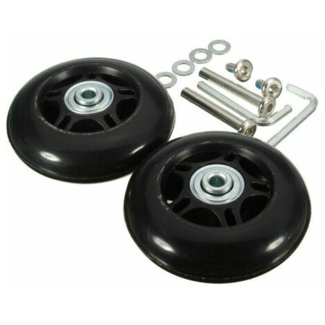 Ruedas universales para maletas, juego de 2, negras, 40x18 mm con ejes incluidos Silenciosas y duraderas, construcción moldeada de una sola pieza Se adaptan a maletas de 30/33/36 mm