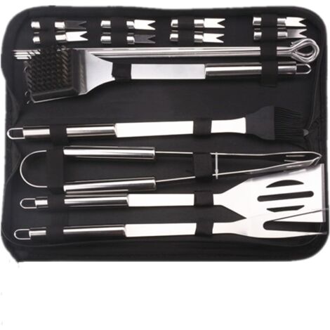Juego de barbacoa de 20 piezas - Utensilios de cocina de acero inoxidable para exteriores - Accesorios completos para parrilla (1/4)