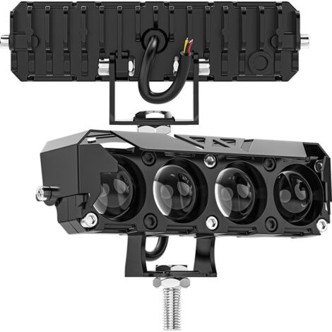 Faros antiniebla para motocicleta, luces auxiliares de conducción de doble color blanco y ámbar de 24 W y 4200 lúmenes, 1 tira de luz LED, aptas para motocicletas, SUV, vehículos todo terreno, camione