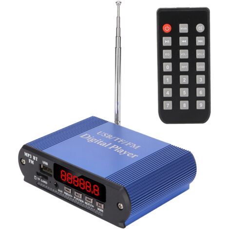 Reproductor MP3 Bluetooth con amplificador, radio FM y control remoto (azul)