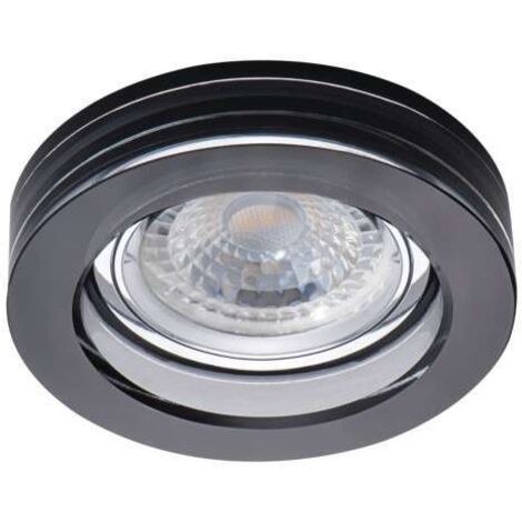 Kanlux – Support spot led encastrable rond 10W – Verre noir et métal chromé – IP20 – Tension 12V AC – Installation facile dans plafond 90mm
